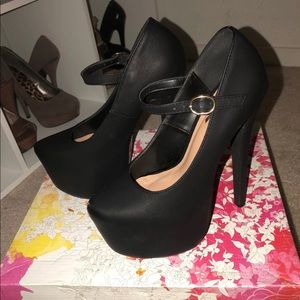 Women Black Mary Jane platform heels